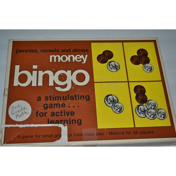 1977 Money Bingo Pennies, Nickels And Dimes Math Learning Game (Pre-Owned) - Picture 1 of 2